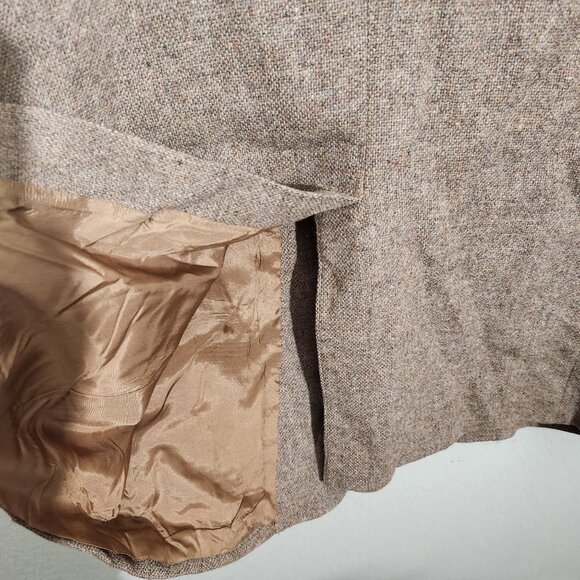 Vintage Tailored Classics Levis Mens 44L Brown Tweed Wool Sports Coat Elbow FLAW - Picture 10 of 13